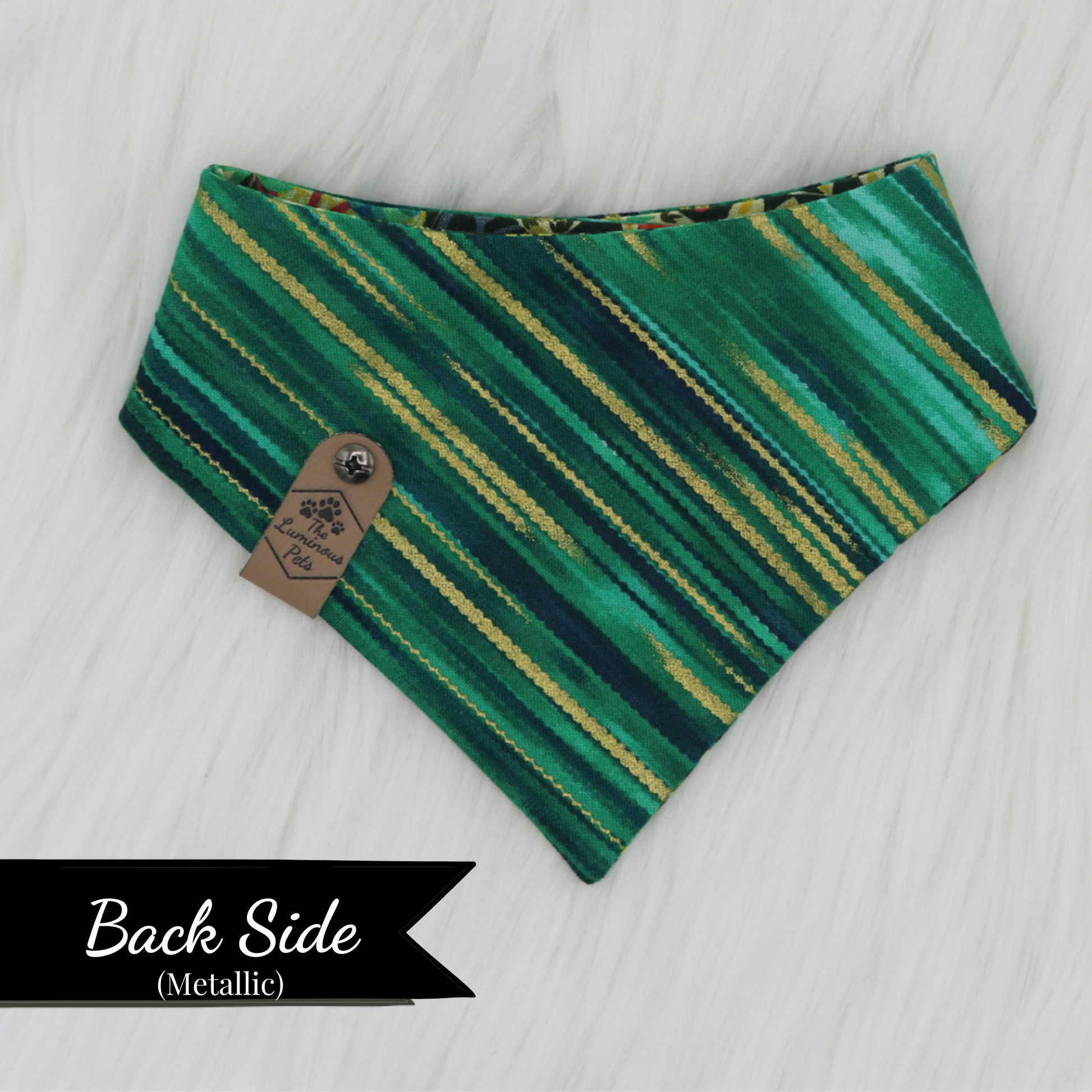 Abstract green pet bandana with gold foil fabric | The Luminous Pets