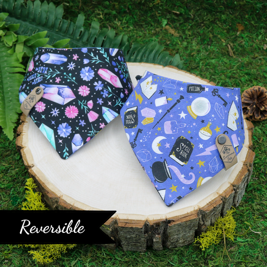 Snap on reversible pet bandanas by Luminous Pets _ Witchcraft and crystals