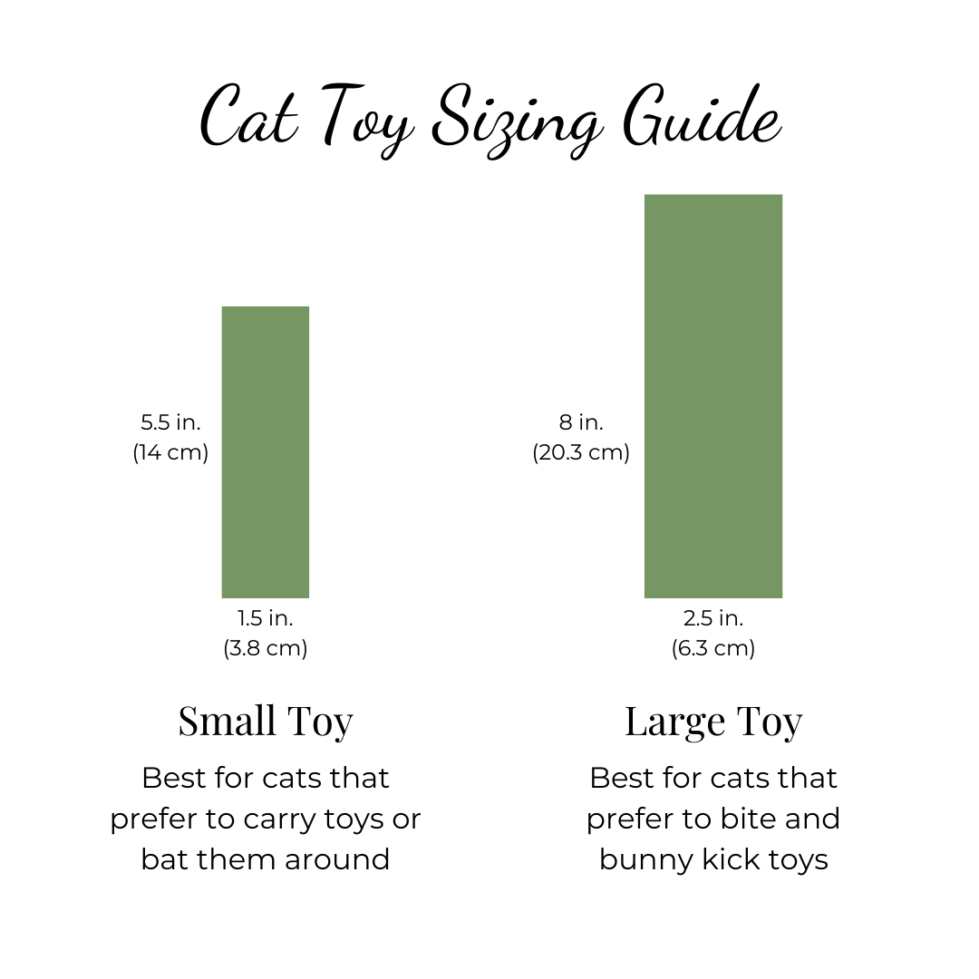 Cat Toy Size Guide for The Luminous Pets Catnip and Valerian Root Toys