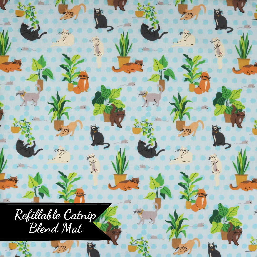 The Luminous Pets Refillable Catnip Play Mat with Catnip and Valerian Root Pouches - Design Cats and Plants