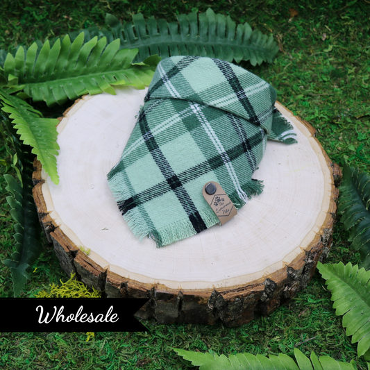 Green and White Plaid Snap on Bandana by The Luminous Pets