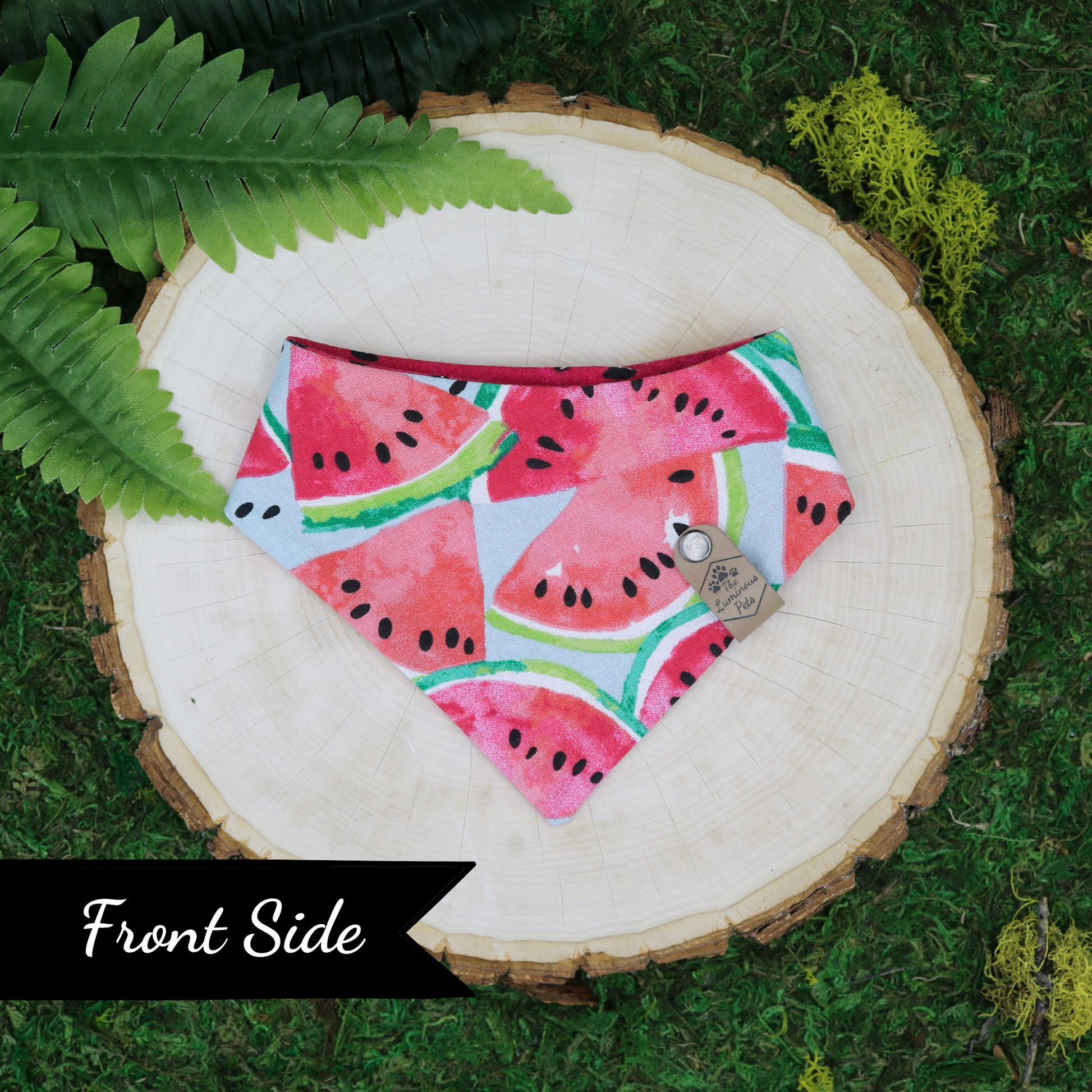 Watermelon pet bandana | Snap on design handmade by The Luminous Pets