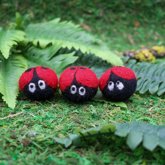 Wool cat toy lady bug sprayed with catnip and valerian root