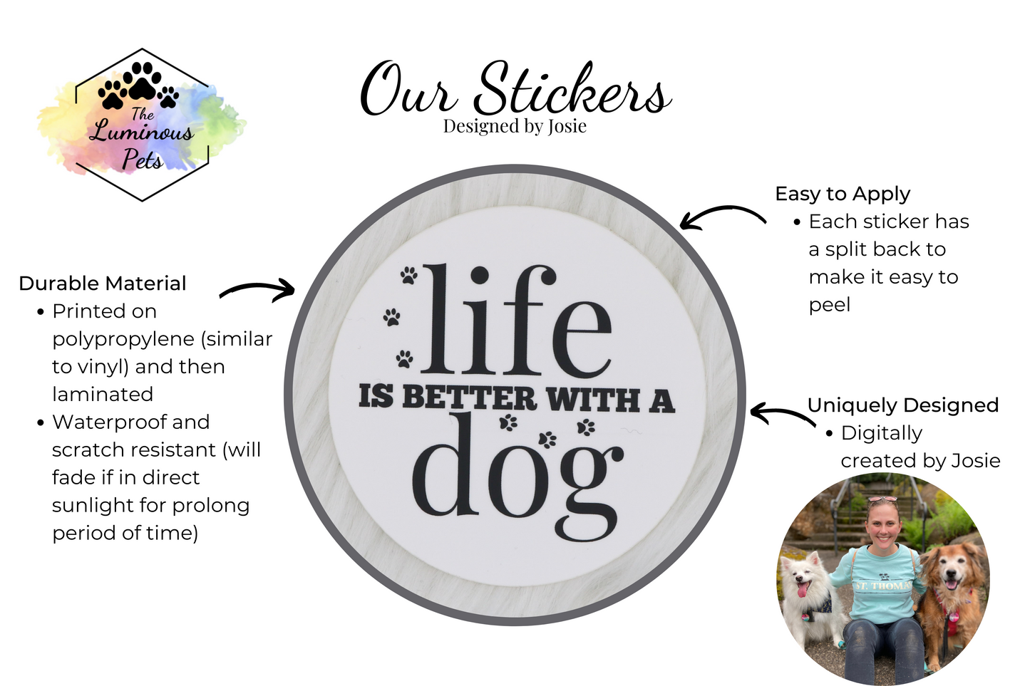 Life is Better with Dog Sticker | The Luminous Pets