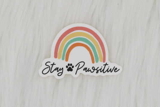 Stay Pawsitive Sticker with pawprint 
