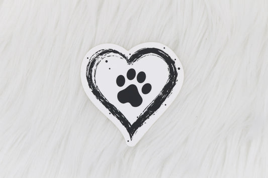 Sticker of Heart with Pawprint | The Luminous Pets
