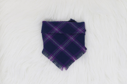 purple plaid pet bandana | Frayed Flannel Bandana by The Luminous Pets